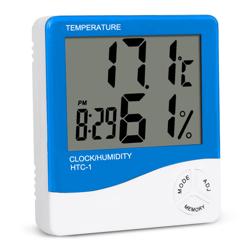 HKM-391379 Digital Temperature and Humidity Monitor with Clock and Alarm Function, LCD Display, Model HTC-1/HTC-2