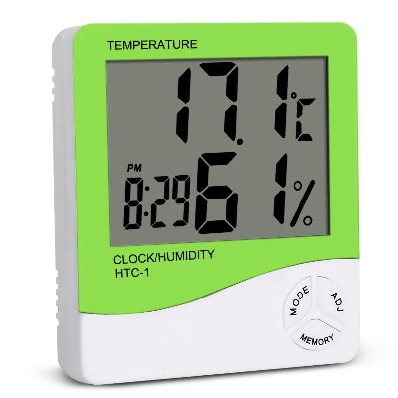 HKM-391379 Digital Temperature and Humidity Monitor with Clock and Alarm Function, LCD Display, Model HTC-1/HTC-2
