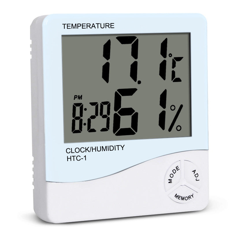 HKM-391379 Digital Temperature and Humidity Monitor with Clock and Alarm Function, LCD Display, Model HTC-1/HTC-2