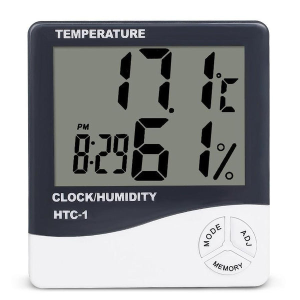 HKM-391379 Digital Temperature and Humidity Monitor with Clock and Alarm Function, LCD Display, Model HTC-1/HTC-2