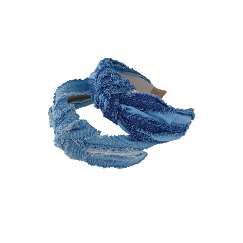 HKM-391443 Brushed Denim Knotted Headband for Women - Korean Style Fashion Accessory