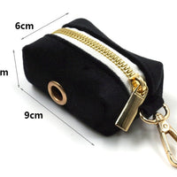 HKM-3915709 Black Velvet Pet Collar with Gold Buckle, Lead Rope, Bow, and Poop Bag Set