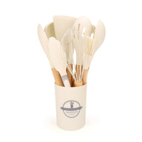 HKM-391571 12-Piece Silicone Kitchen Utensils Set with Non-Stick Wooden Handles for Versatile Cooking and Storage