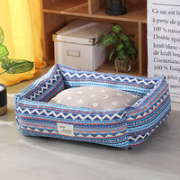 HKM-3915965 Cozy Linen Pet Nest with 3D High-Elastic PP Cotton Filling - Various Sizes Available
