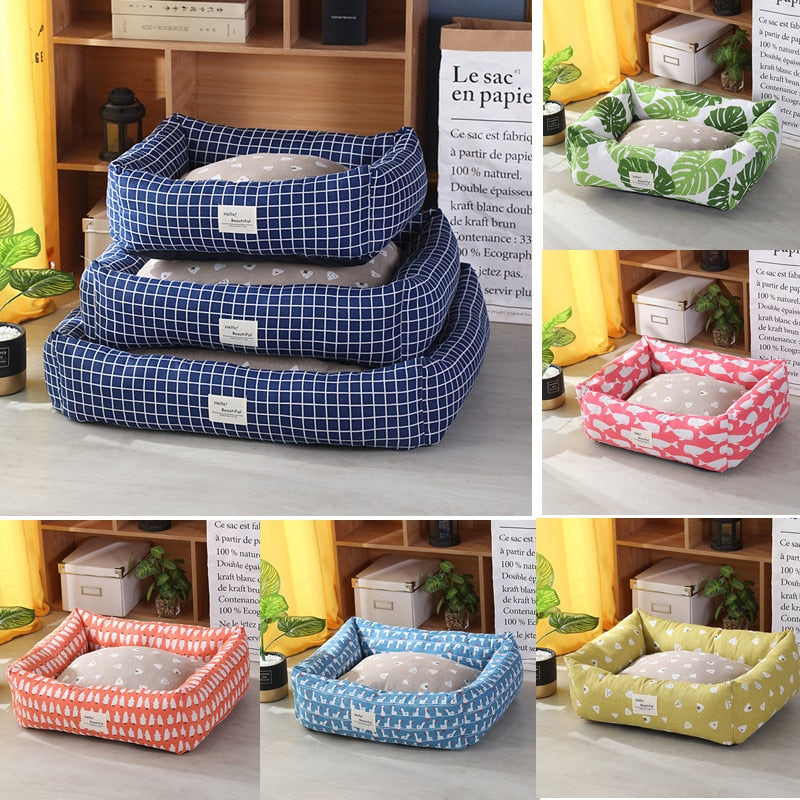 HKM-3915965 Cozy Linen Pet Nest with 3D High-Elastic PP Cotton Filling - Various Sizes Available