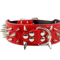 HKM-3917885 Spiked Leather Dog Collar with Adjustable Length for Large Dogs