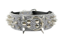 HKM-3917885 Spiked Leather Dog Collar with Adjustable Length for Large Dogs