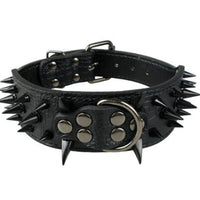 HKM-3917885 Spiked Leather Dog Collar with Adjustable Length for Large Dogs