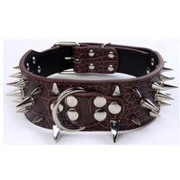 HKM-3917885 Spiked Leather Dog Collar with Adjustable Length for Large Dogs