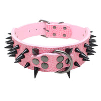 HKM-3917885 Spiked Leather Dog Collar with Adjustable Length for Large Dogs