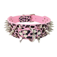 HKM-3917885 Spiked Leather Dog Collar with Adjustable Length for Large Dogs