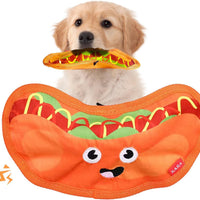HKM-3919165 Durable Crinkle Hamburger Dog Toy with Squeaker - Interactive No Stuffing Chew Toy for Puppies and Dogs