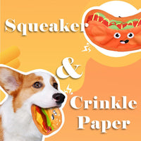 HKM-3919165 Durable Crinkle Hamburger Dog Toy with Squeaker - Interactive No Stuffing Chew Toy for Puppies and Dogs