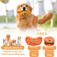 HKM-3919165 Durable Crinkle Hamburger Dog Toy with Squeaker - Interactive No Stuffing Chew Toy for Puppies and Dogs