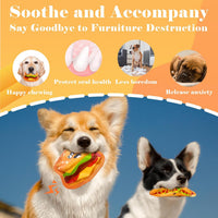HKM-3919165 Durable Crinkle Hamburger Dog Toy with Squeaker - Interactive No Stuffing Chew Toy for Puppies and Dogs