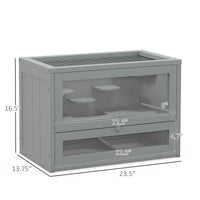 HKM-3919549 2-Level Gray Hamster Cage with Openable Roof, Ventilation, and Ramp Access