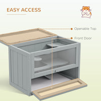HKM-3919549 2-Level Gray Hamster Cage with Openable Roof, Ventilation, and Ramp Access