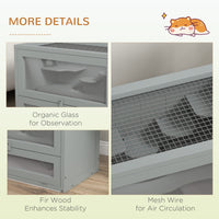 HKM-3919549 2-Level Gray Hamster Cage with Openable Roof, Ventilation, and Ramp Access