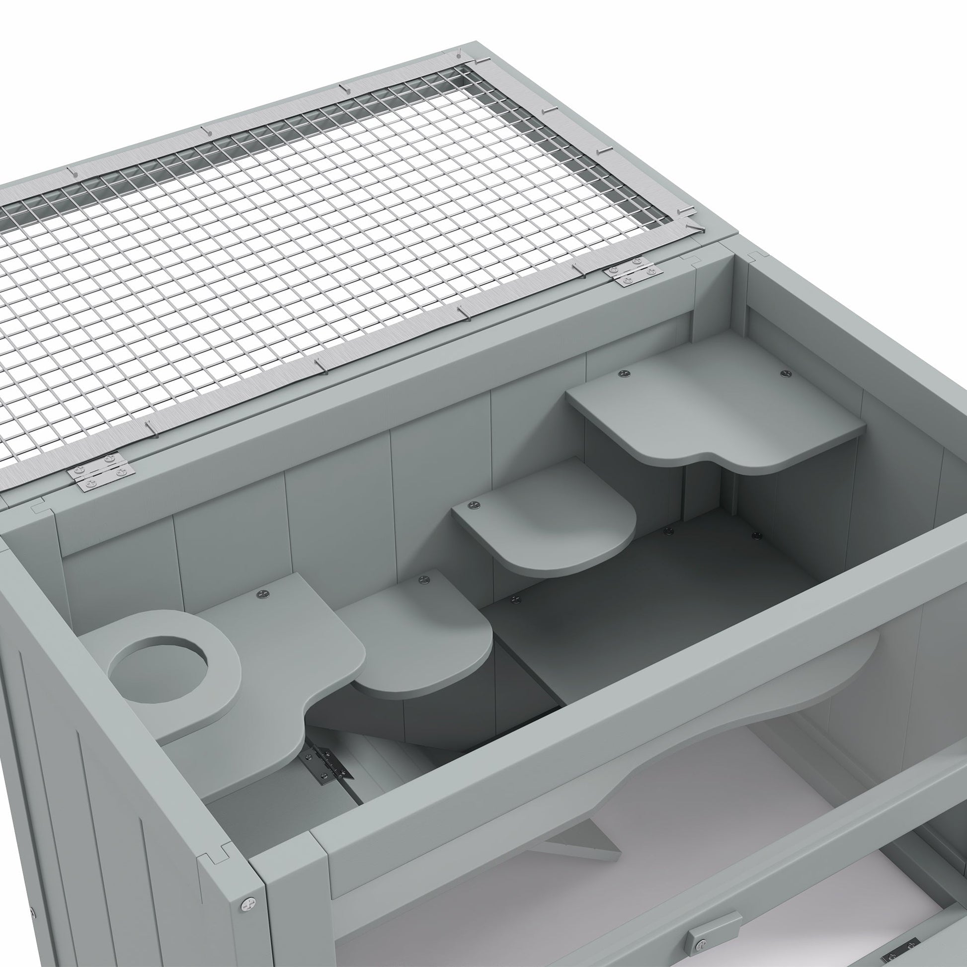 HKM-3919549 2-Level Gray Hamster Cage with Openable Roof, Ventilation, and Ramp Access
