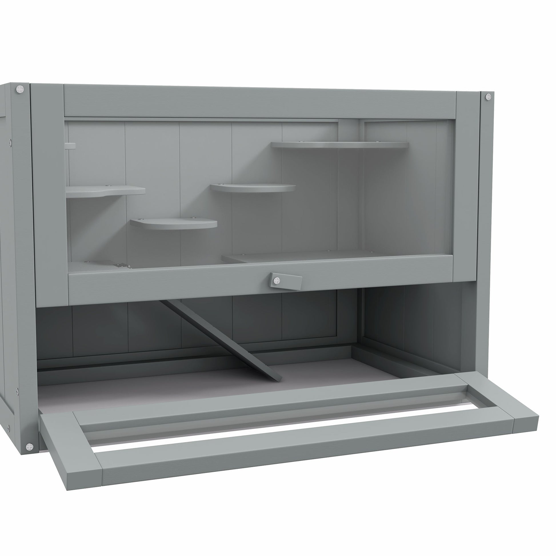 HKM-3919549 2-Level Gray Hamster Cage with Openable Roof, Ventilation, and Ramp Access
