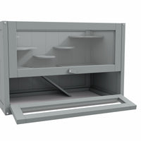 HKM-3919549 2-Level Gray Hamster Cage with Openable Roof, Ventilation, and Ramp Access