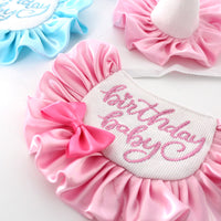 HKM-3922237 Cute Dog Birthday Bib and Hat Set with Embroidery for All Seasons