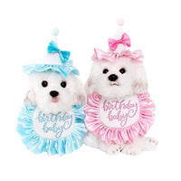 HKM-3922237 Cute Dog Birthday Bib and Hat Set with Embroidery for All Seasons