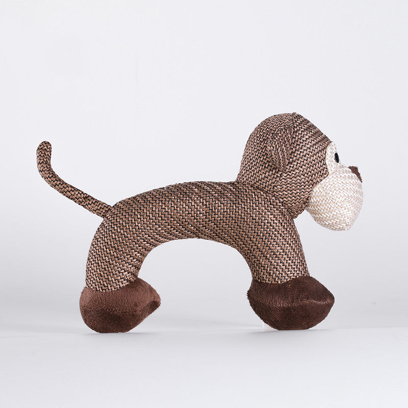 HKM-3922493 Creative Plush Toy for Dogs - Elephant, Sheep, and Monkey - 28cm Long, Linen and Plush Material