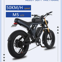 HKM-392339 Portable 1500W 48V Fat Tire Folding Electric Bike with 7-Speed Gear and Hydraulic Disc Brakes