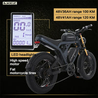 HKM-392339 Portable 1500W 48V Fat Tire Folding Electric Bike with 7-Speed Gear and Hydraulic Disc Brakes
