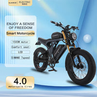 HKM-392339 Portable 1500W 48V Fat Tire Folding Electric Bike with 7-Speed Gear and Hydraulic Disc Brakes