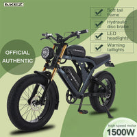 HKM-392339 Portable 1500W 48V Fat Tire Folding Electric Bike with 7-Speed Gear and Hydraulic Disc Brakes
