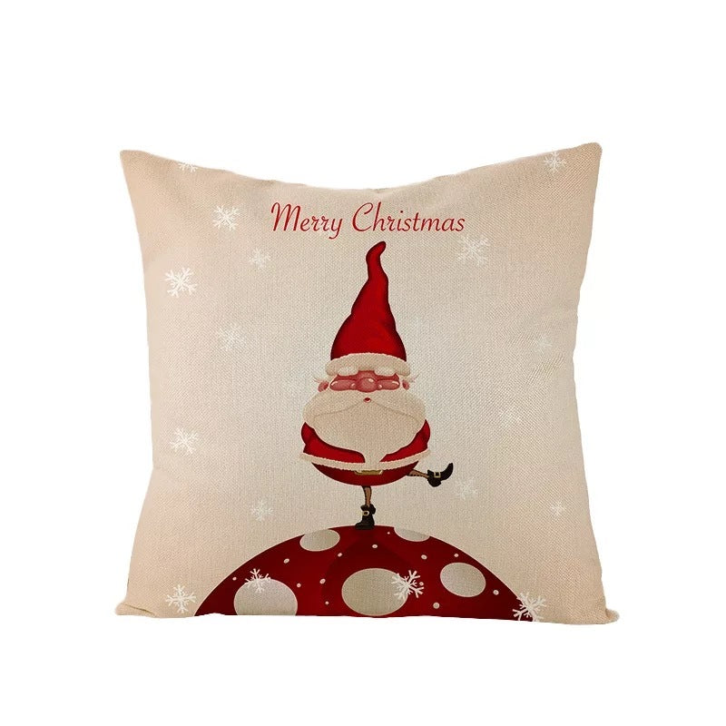 HKM-392403 Cartoon Pattern Christmas Pillowcase – 45x45cm Comfortable Linen Cushion Cover