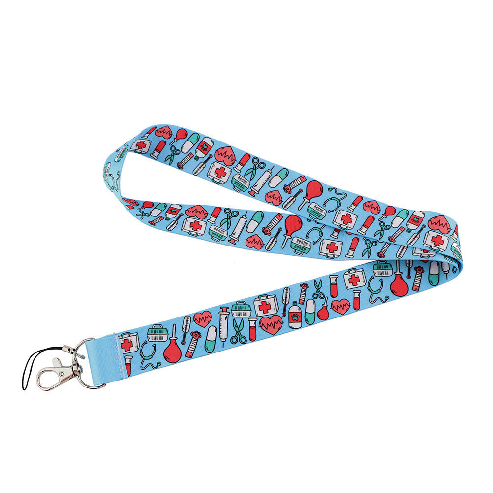 HKM-392403 Cute Cartoon Doctor Mobile Phone Lanyard with Metal Buckle and Soft Polyester Design