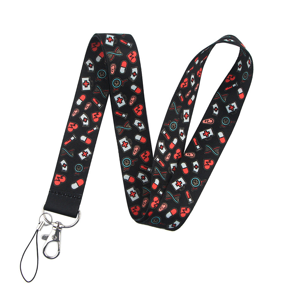 HKM-392403 Cute Cartoon Doctor Mobile Phone Lanyard with Metal Buckle and Soft Polyester Design