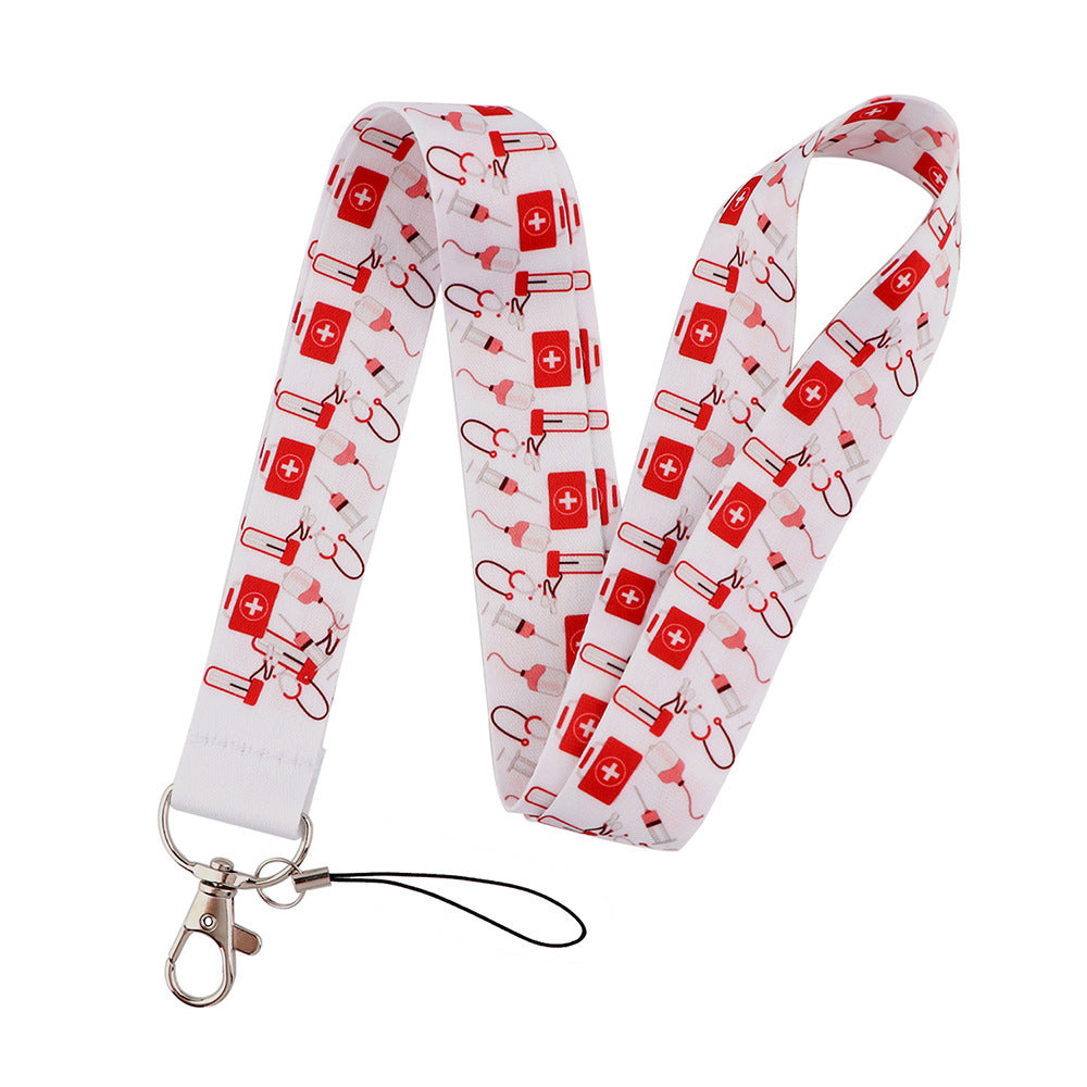 HKM-392403 Cute Cartoon Doctor Mobile Phone Lanyard with Metal Buckle and Soft Polyester Design