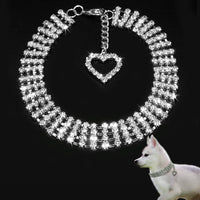 HKM-3924285 Four-Row Rhinestone Heart-Shaped Pet Collar for Dogs and Cats - Adjustable Sizes Available