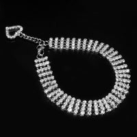 HKM-3924285 Four-Row Rhinestone Heart-Shaped Pet Collar for Dogs and Cats - Adjustable Sizes Available