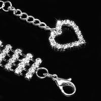 HKM-3924285 Four-Row Rhinestone Heart-Shaped Pet Collar for Dogs and Cats - Adjustable Sizes Available