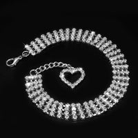 HKM-3924285 Four-Row Rhinestone Heart-Shaped Pet Collar for Dogs and Cats - Adjustable Sizes Available