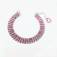 HKM-3924285 Four-Row Rhinestone Heart-Shaped Pet Collar for Dogs and Cats - Adjustable Sizes Available