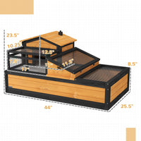 HKM-3925309 3-Room Tortoise Habitat with Balcony, Two Stories, Yellow, 44" x 25.5" x 25"