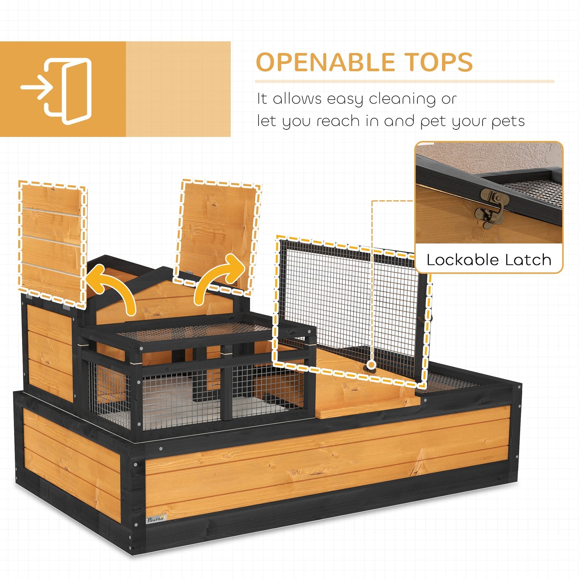 HKM-3925309 3-Room Tortoise Habitat with Balcony, Two Stories, Yellow, 44" x 25.5" x 25"