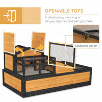 HKM-3925309 3-Room Tortoise Habitat with Balcony, Two Stories, Yellow, 44" x 25.5" x 25"