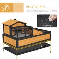 HKM-3925309 3-Room Tortoise Habitat with Balcony, Two Stories, Yellow, 44" x 25.5" x 25"