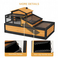 HKM-3925309 3-Room Tortoise Habitat with Balcony, Two Stories, Yellow, 44" x 25.5" x 25"