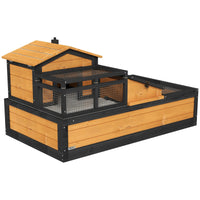HKM-3925309 3-Room Tortoise Habitat with Balcony, Two Stories, Yellow, 44" x 25.5" x 25"
