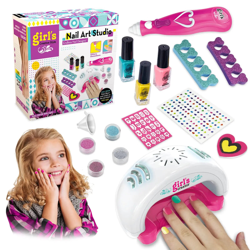 HKM-392531 Kids Nail Polishing Playset with Makeup Accessories for Ages 2-7