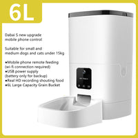 HKM-3925437 Automatic Pet Feeder with Camera for Dogs and Cats - 6L Capacity, App Support, White