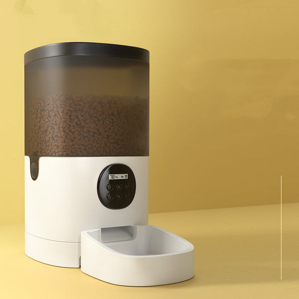 HKM-3925437 Automatic Pet Feeder with Camera for Dogs and Cats - 6L Capacity, App Support, White